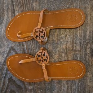 Tory Burch Gabriel Leather Flat Thong Sandal 8 1/2